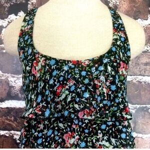 Xhilaration Dress Sheath Midi Ruffle Floral Red XS